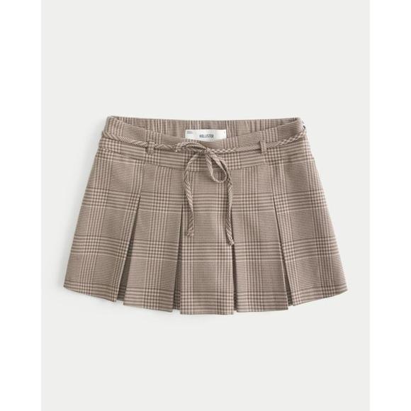 Hollister Dresses & Skirts - Hollister Brown Plaid Pleated Mini Skirt